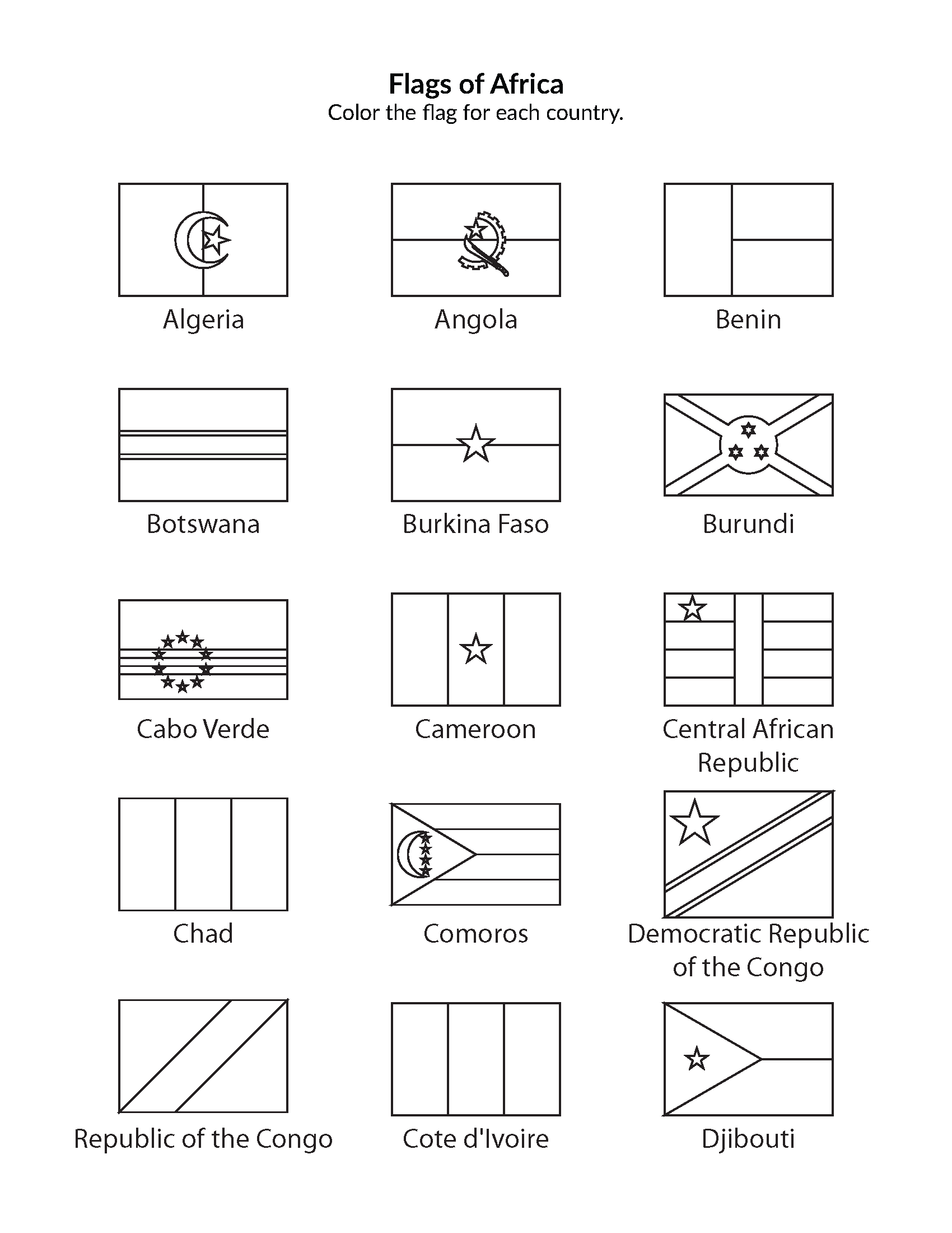 Printable Flags Worksheet