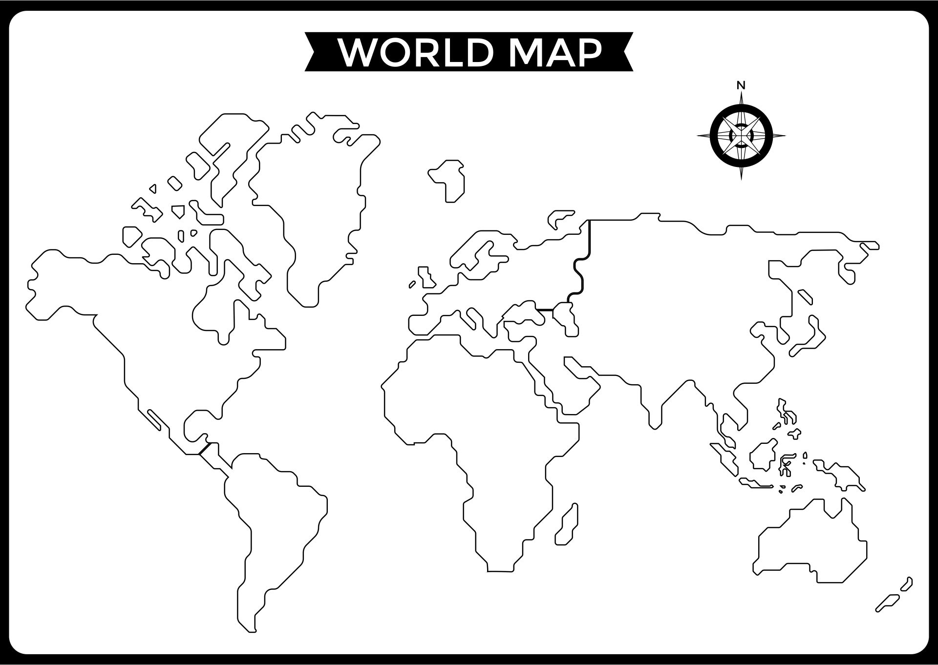 Printable Flat World Map Printable Flat World Map