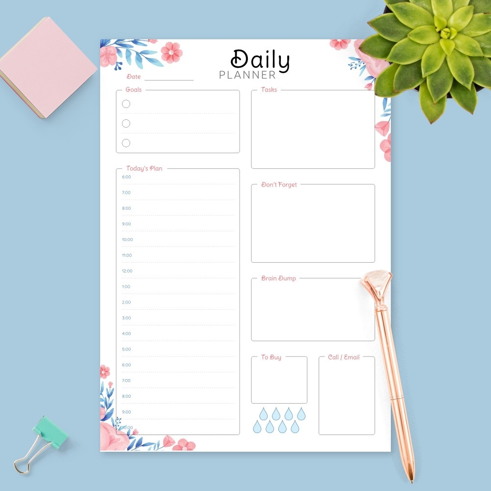 Daily Calendar Template Printable
