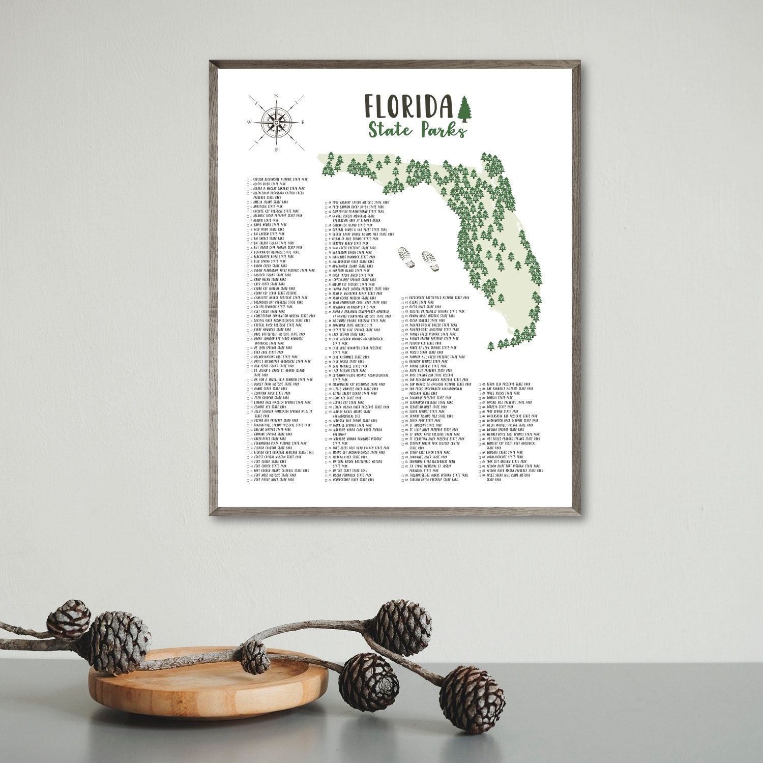Florida State Parks Map Print florida State Parks Checklist state Parks Of Florida Map Poster adventure Gift For Hiker printable Map Etsy