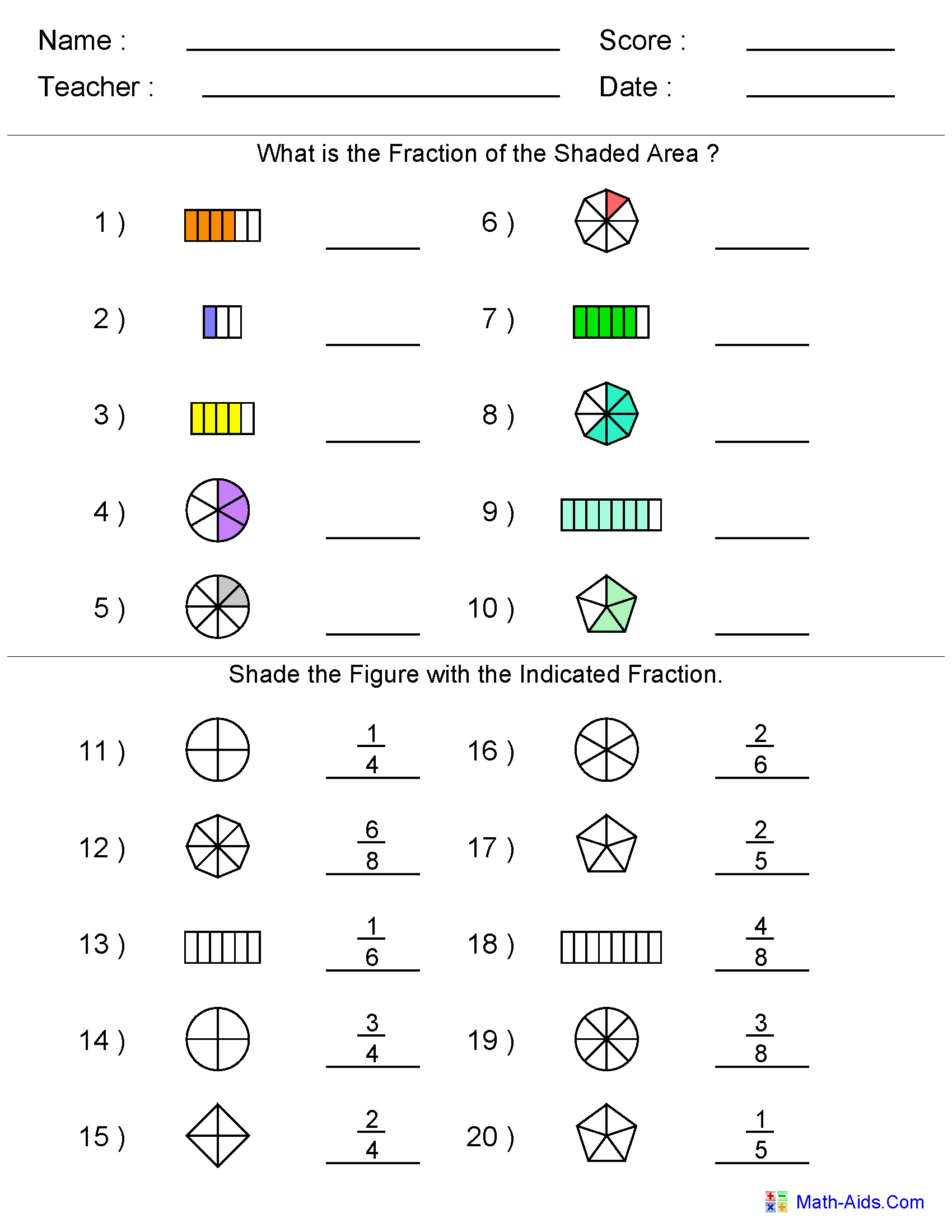 Fractions Printable Worksheets