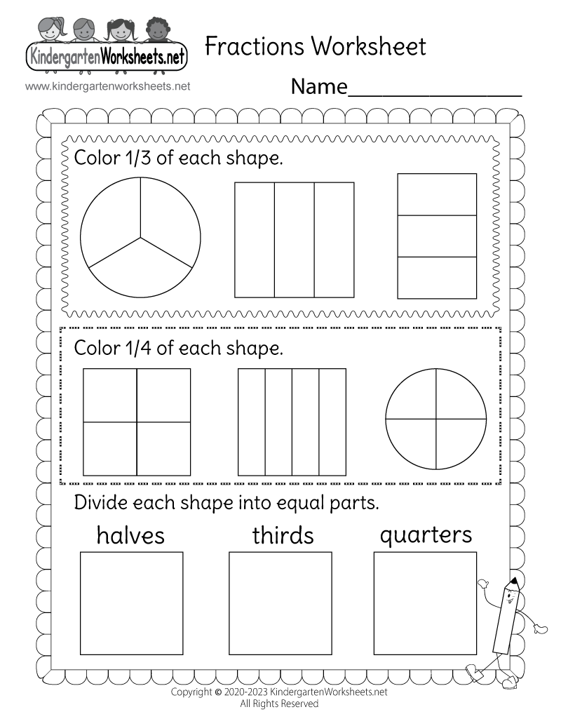 Fractions Worksheet Free Printable Digital PDF