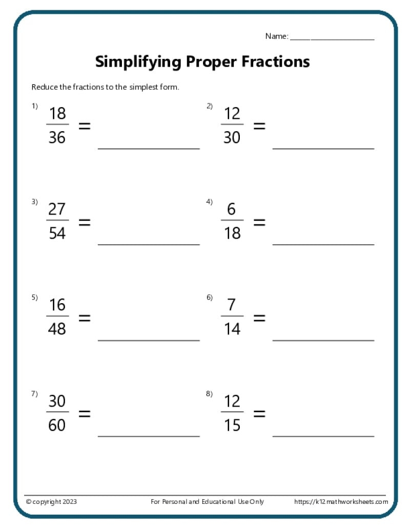 Fractions Worksheets K12 Math Worksheets
