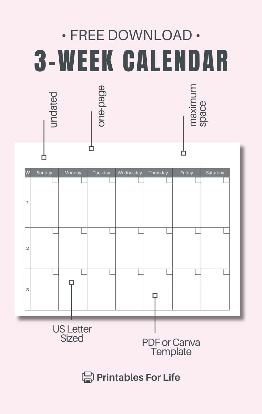 Free 3 Week Calendar Printable Blank Template Free 3 Week Calendar Printable Blank Template