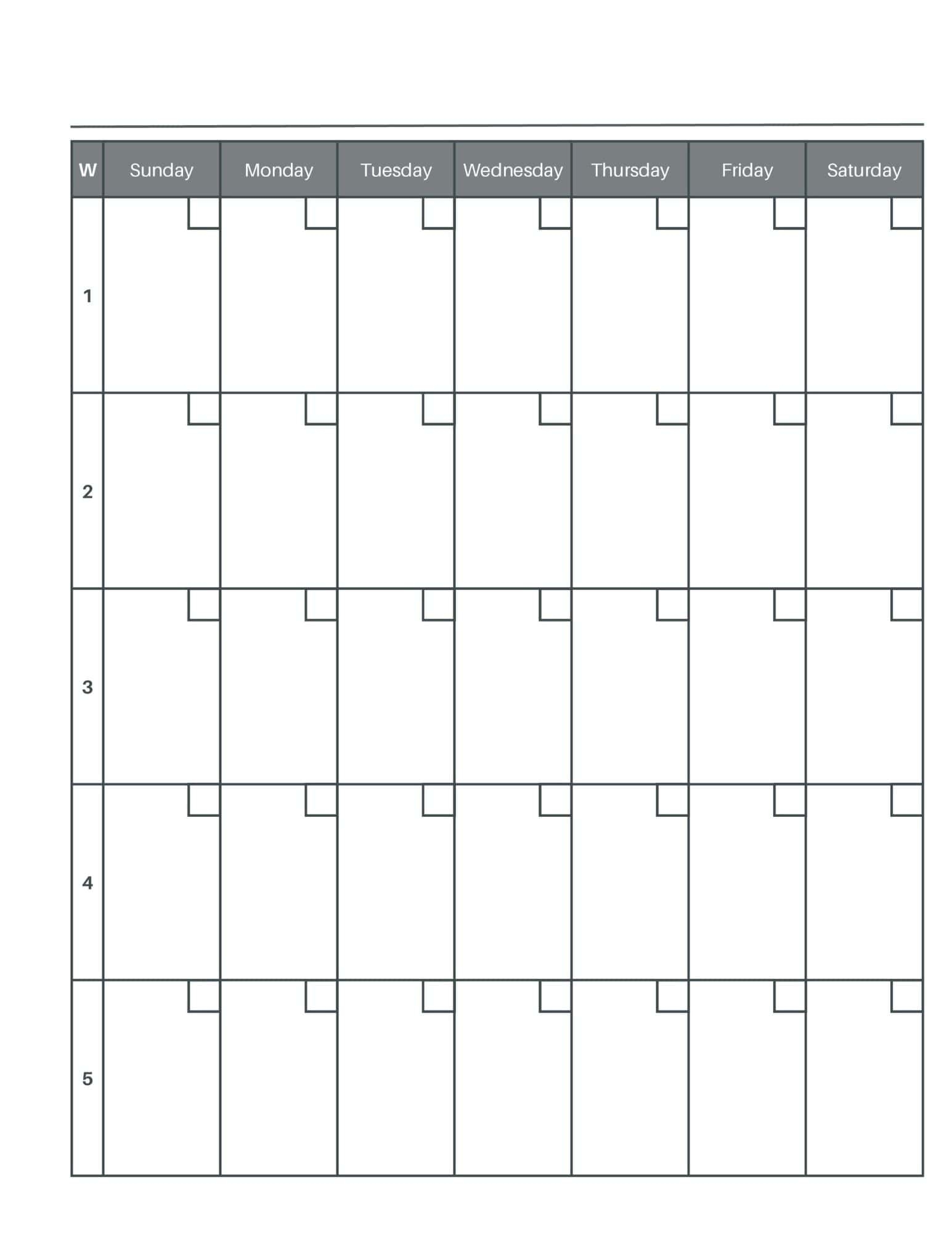 Free 5 Week Calendar Printable PDF