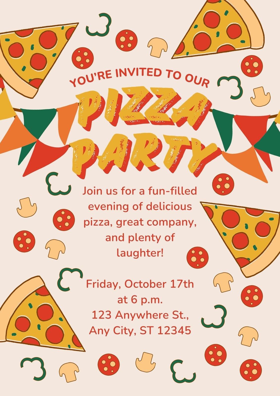 Free And Customizable Pizza Party Templates Canva