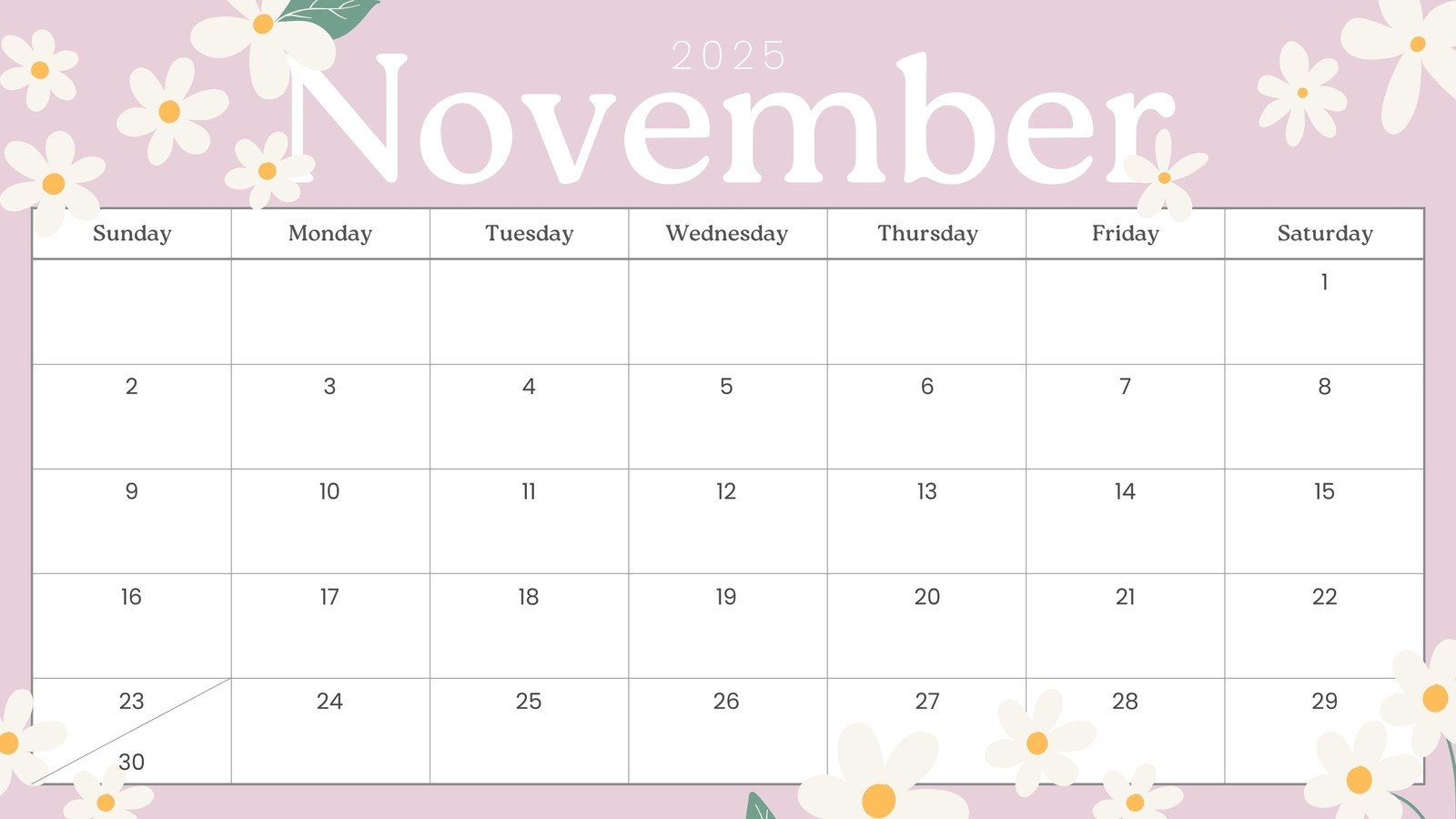 Free And Printable November 2025 Calendar Templates Canva