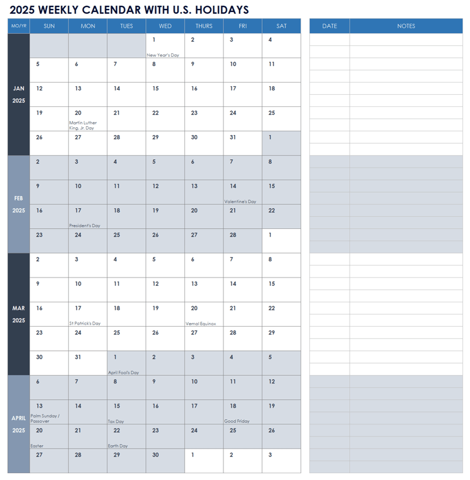 Free Blank Calendar Templates Smartsheet