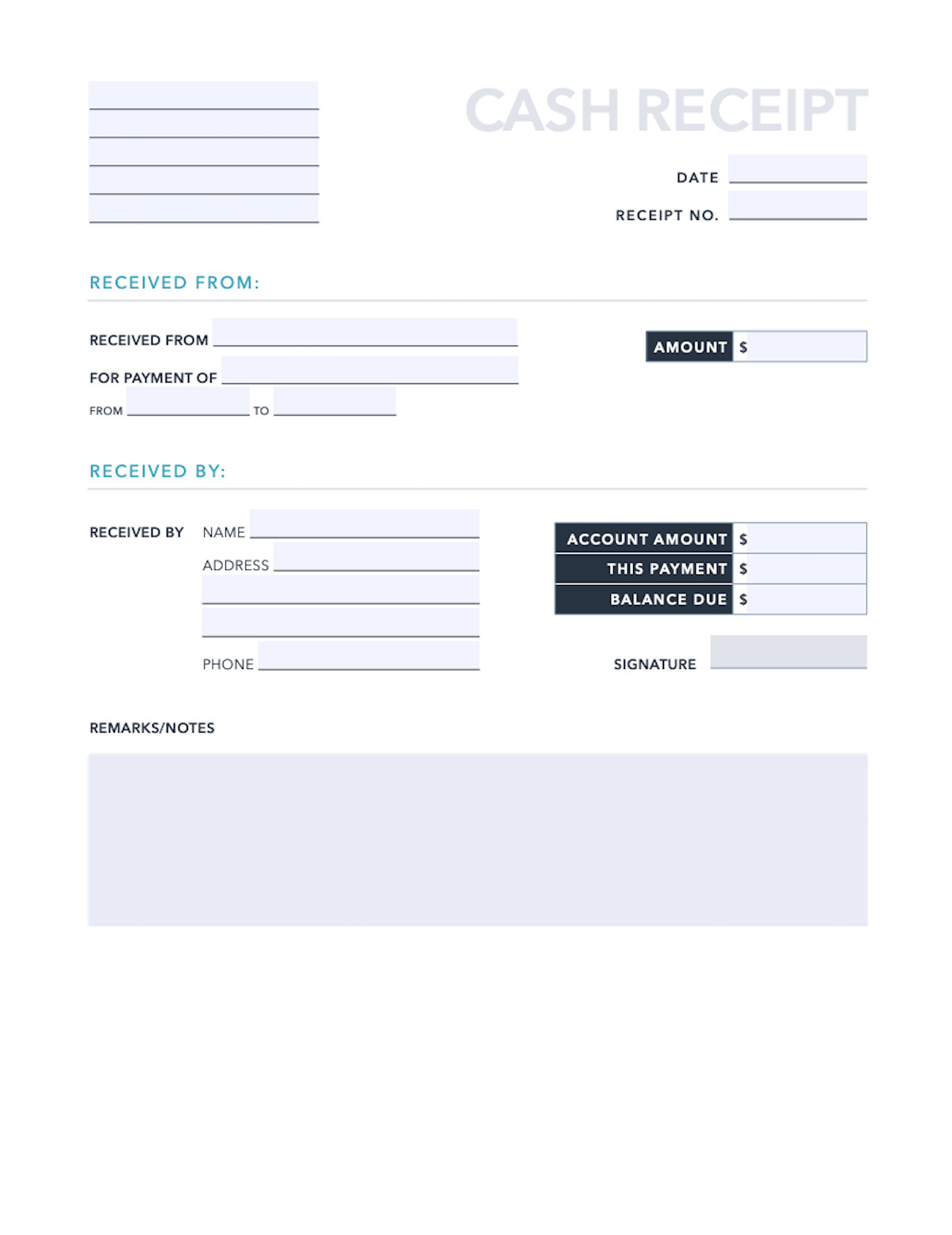 Free Cash Receipt Template Template For Excel PDF HubSpot