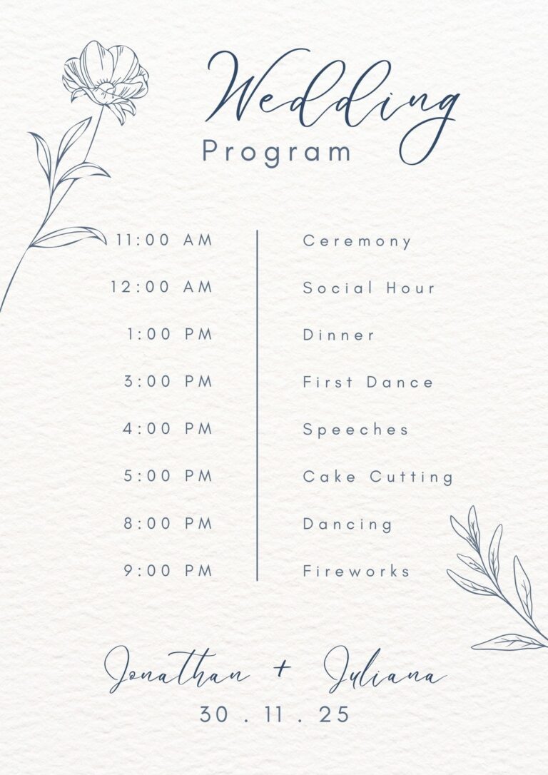 Free Custom Printable Wedding Program Templates Canva