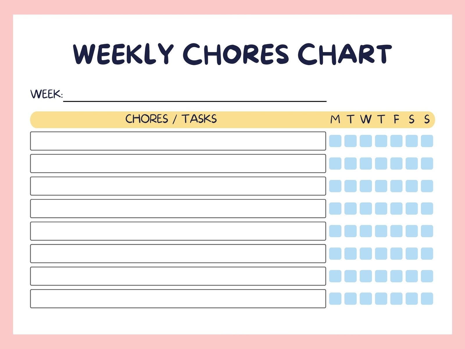 Free Printable Customizable Chore Chart