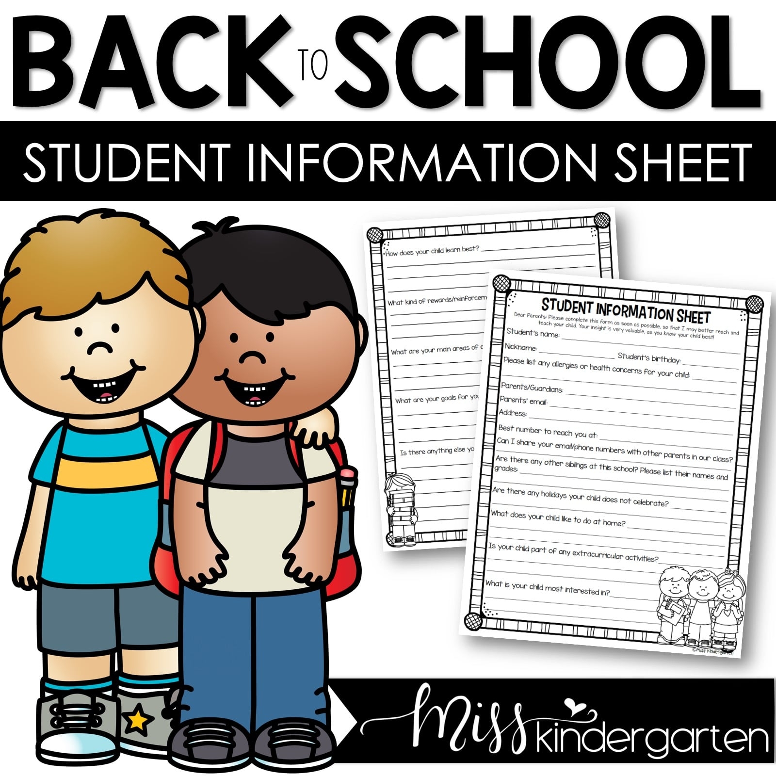Free Editable Student Information Sheet Miss Kindergarten Free Editable Student Information Sheet Miss Kindergarten