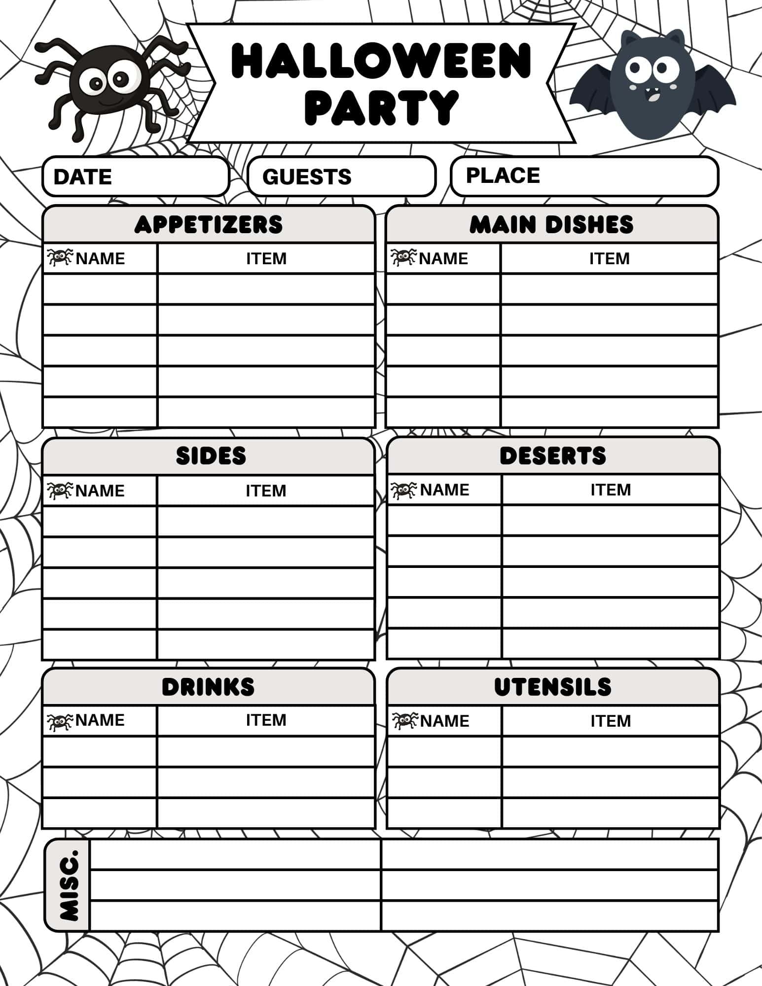 Free Halloween Party Sign Up Sheet Printable Free Halloween Party Sign Up Sheet Printable
