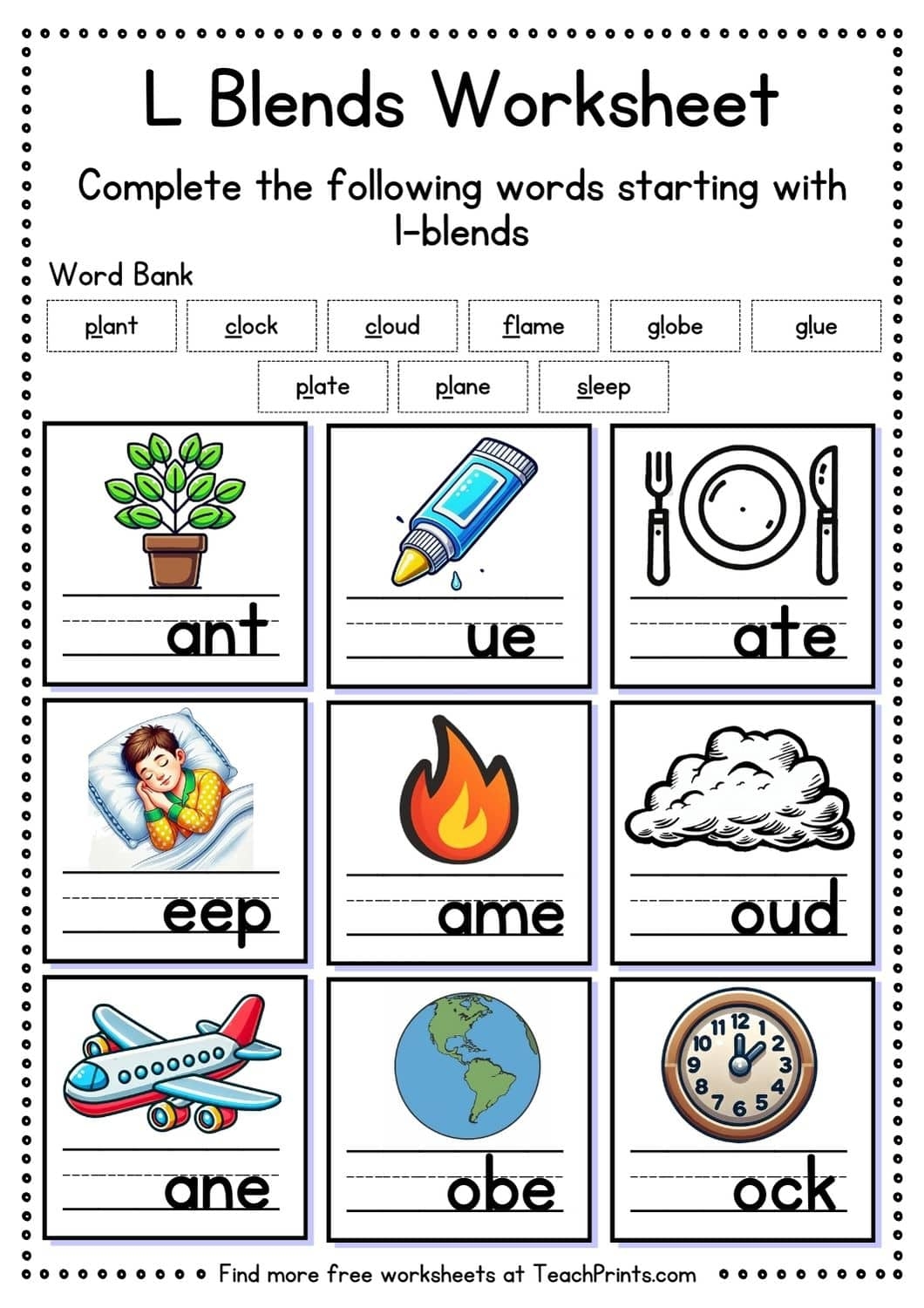Free L Blend Worksheets Teach Prints Free L Blend Worksheets Teach Prints