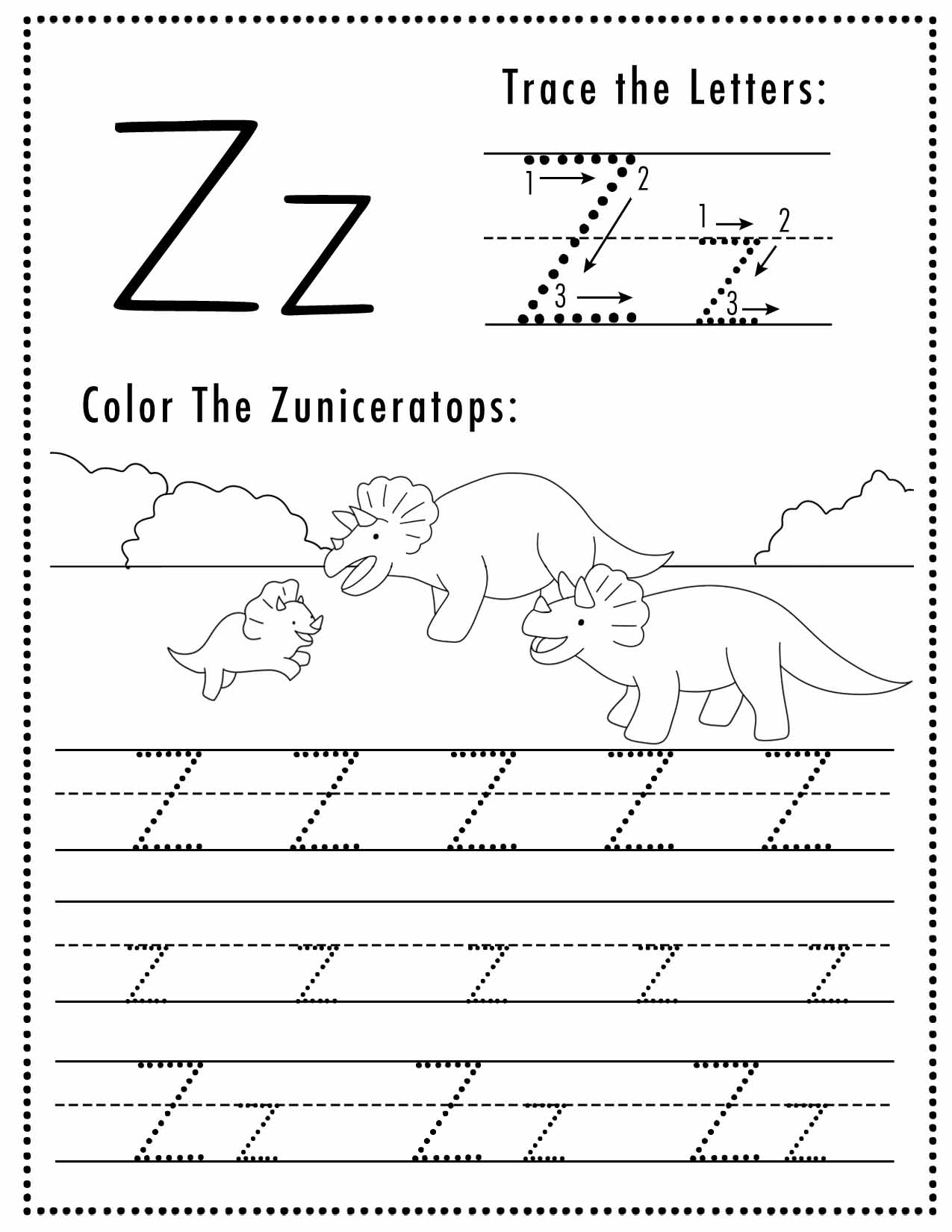 Letter Z Printable Worksheets