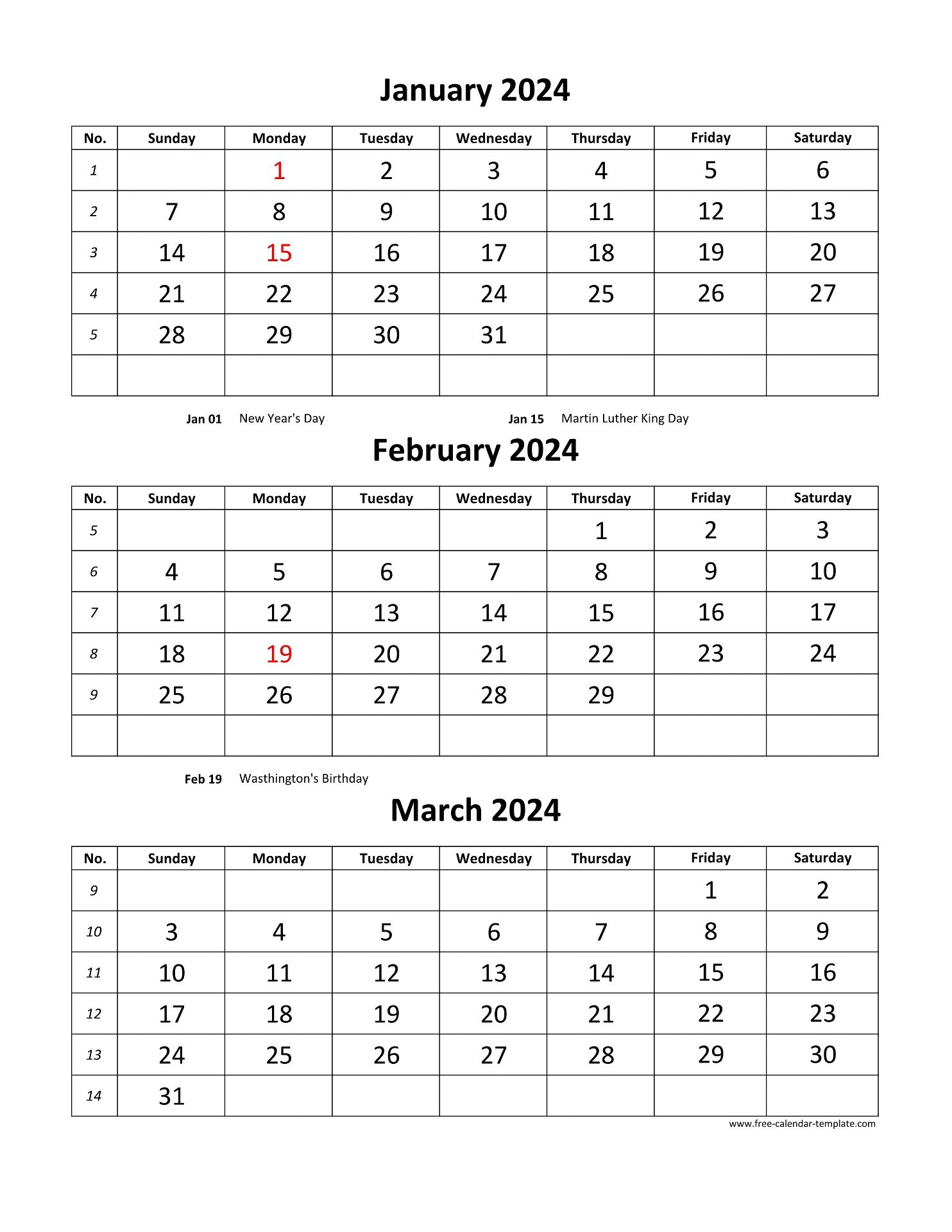 Free Monthly Calendar 2024 3 Months Per Page vertical Free calendar template Free Monthly Calendar 2024 3 Months Per Page vertical Free calendar template