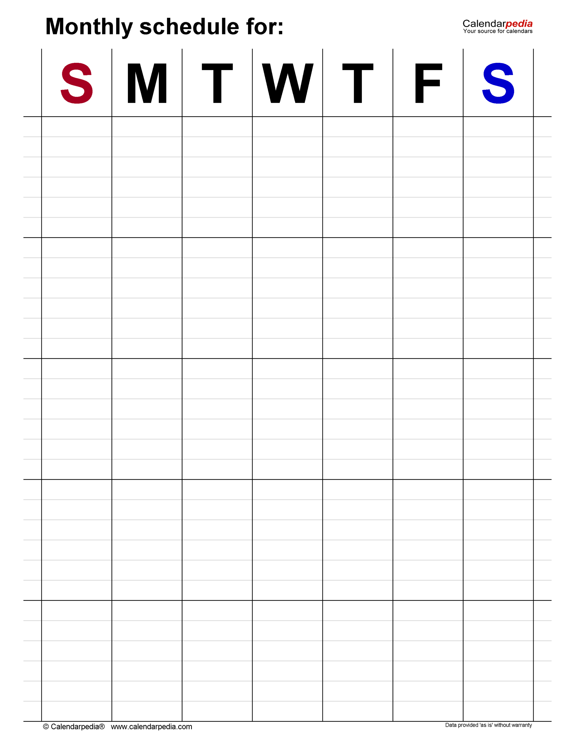 Free Monthly Schedules In PDF Format 22 Templates