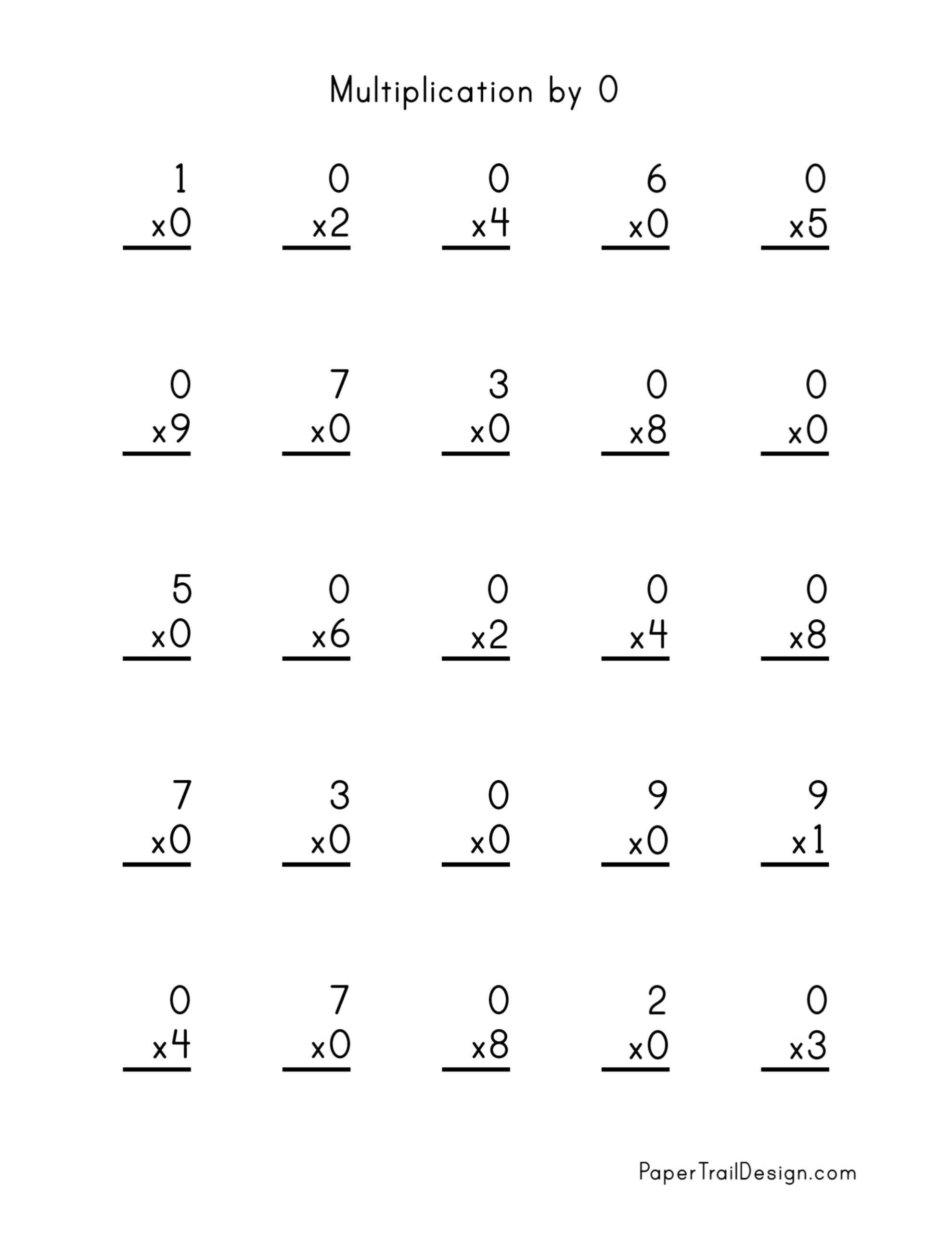 Free Printable Multiplication Worksheet