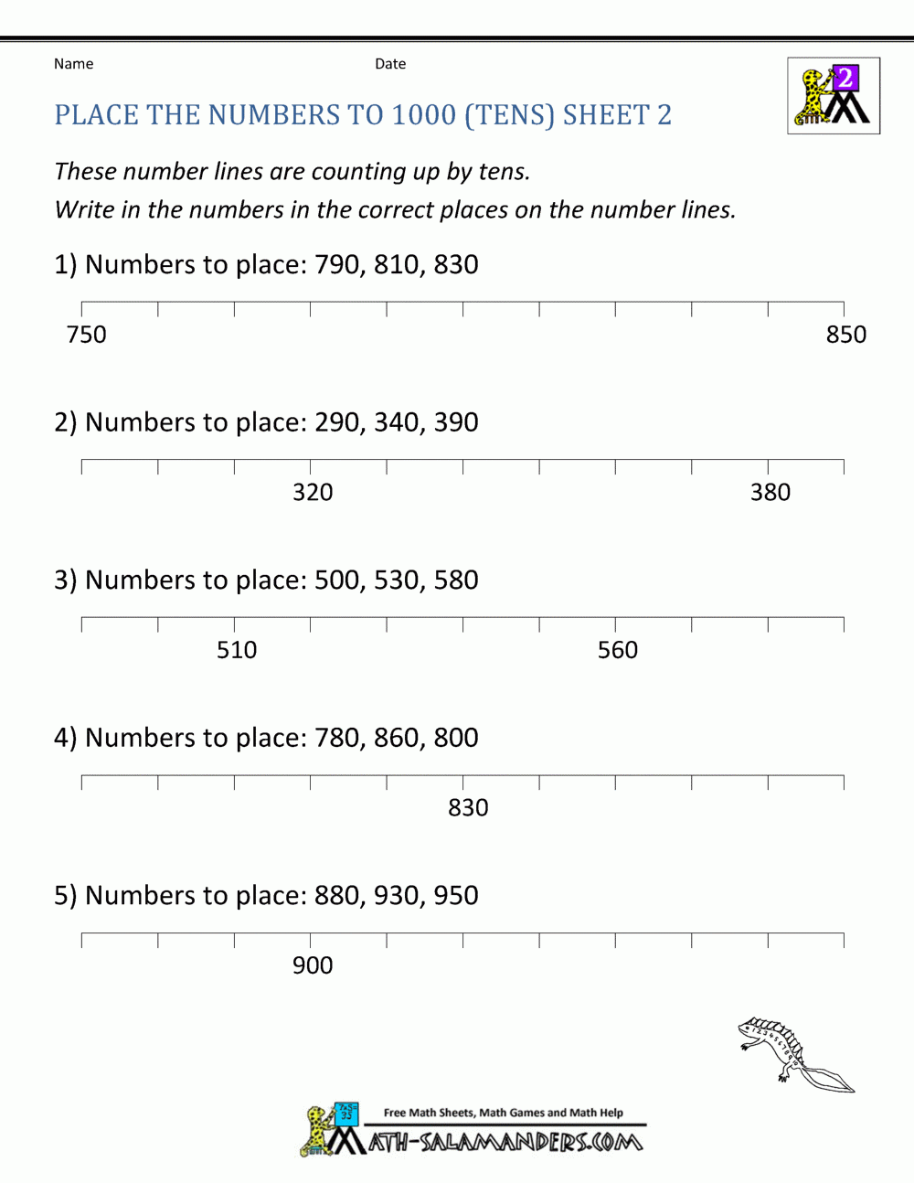 Free Number Line Worksheets Counting By Tens Free Number Line Worksheets Counting By Tens