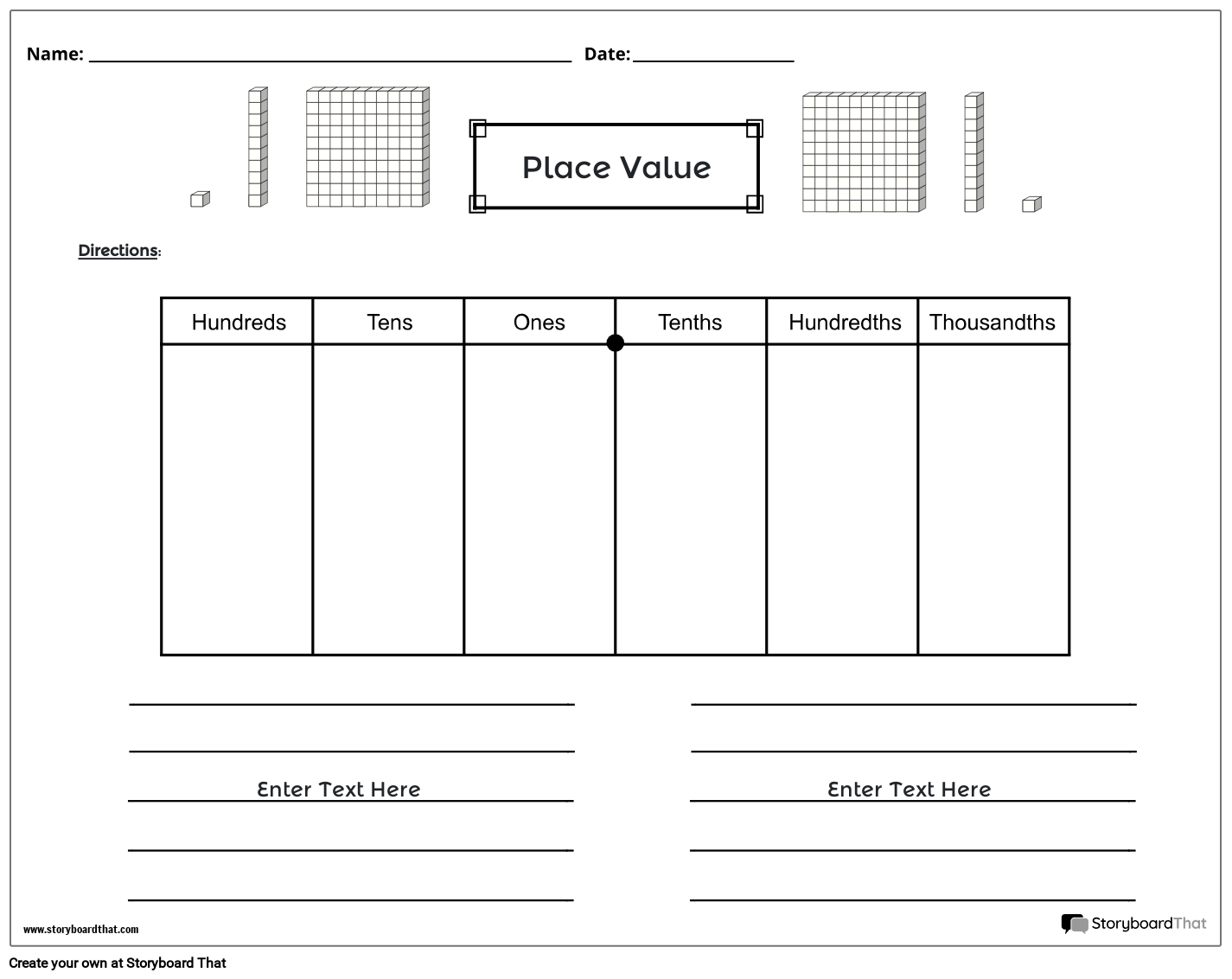 Free Place Value Worksheets By Storyboard That