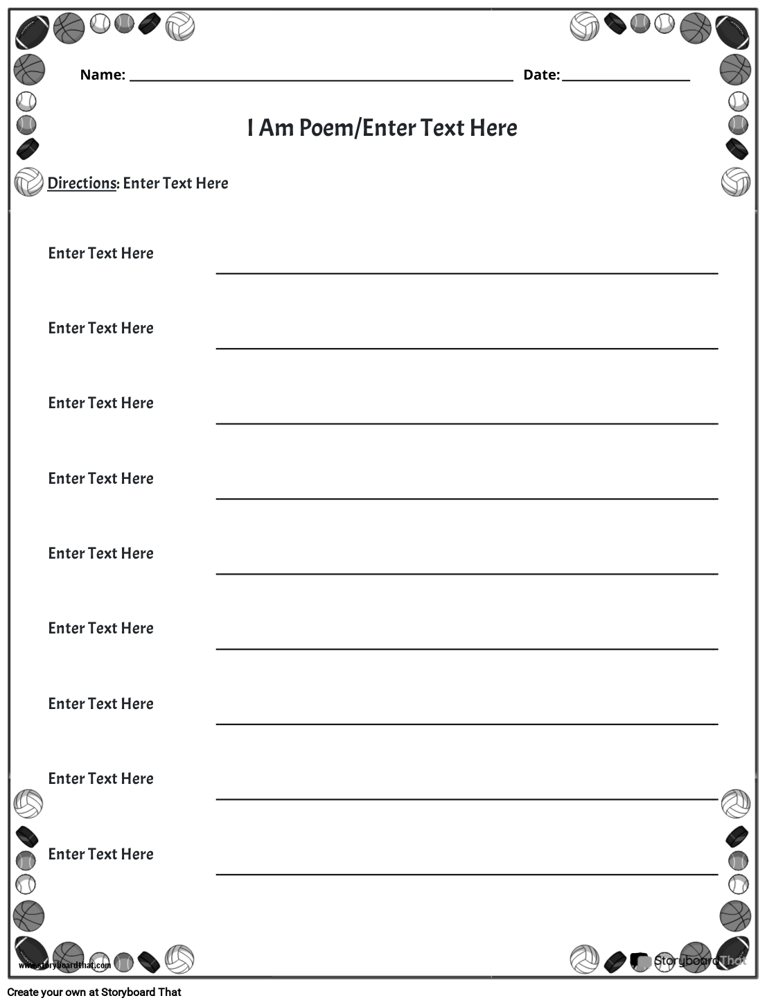 Free Poetry Worksheets Storyboard That Templates