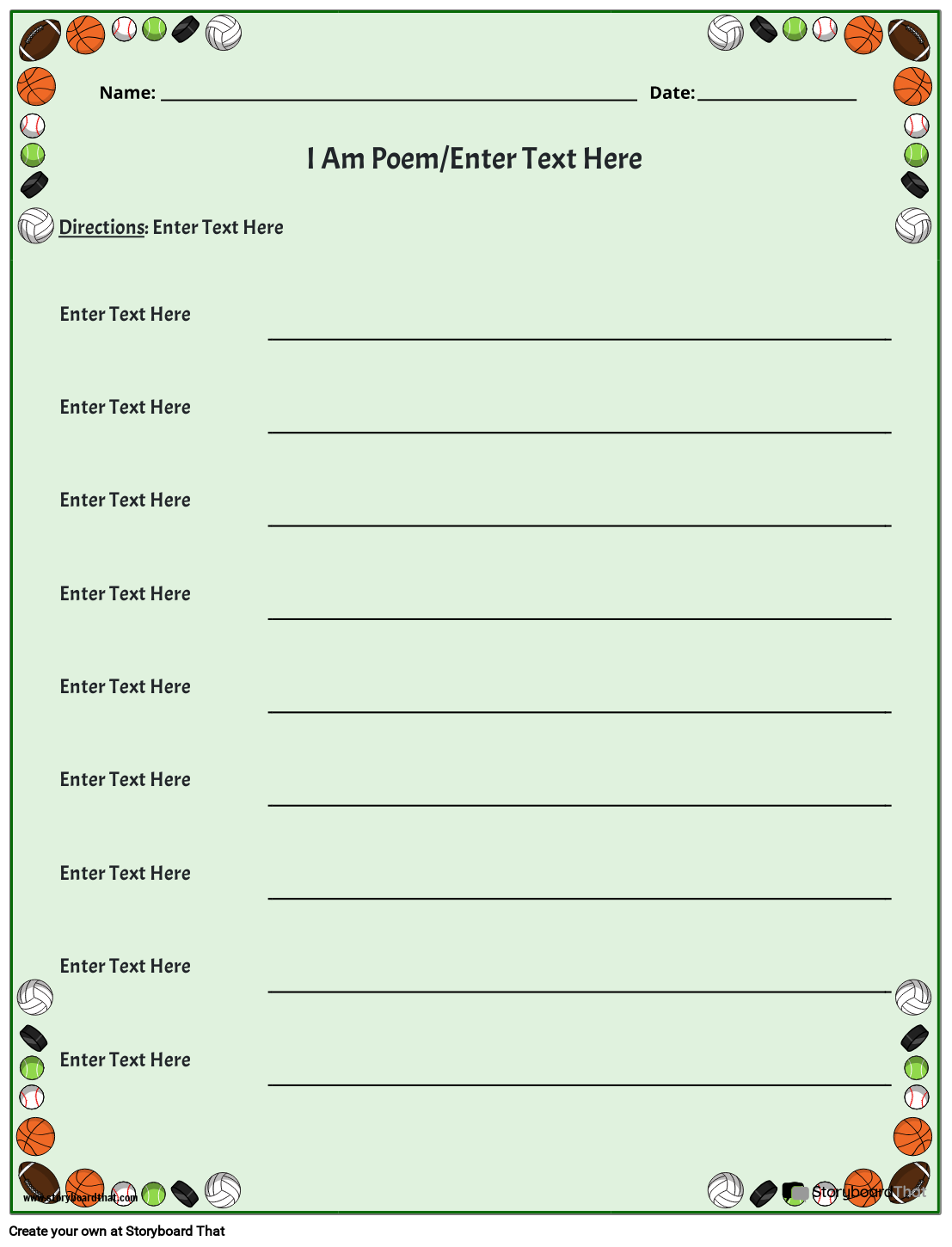 Free Poetry Worksheets Storyboard That Templates