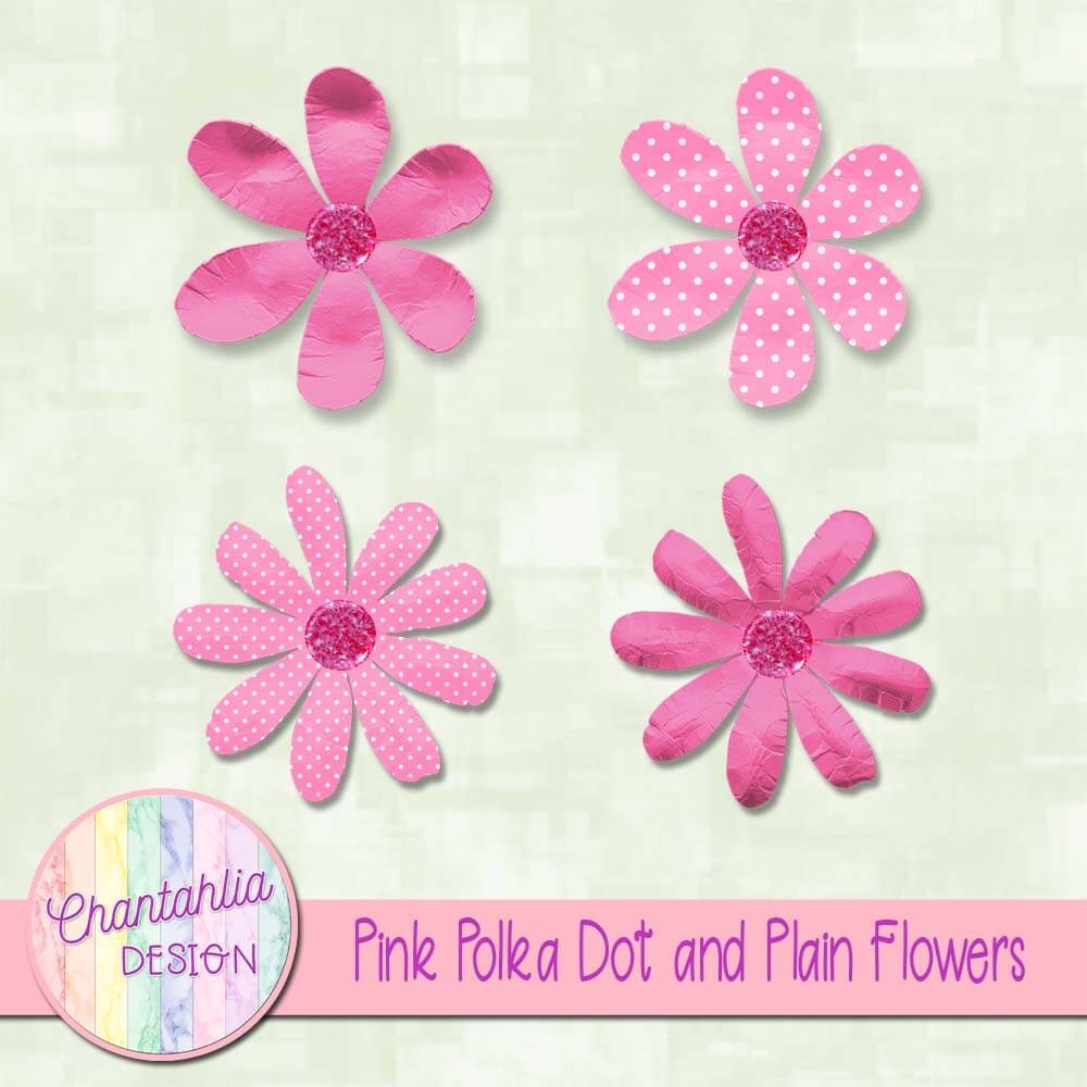 Free Polka Dot And Plain Flowers Design Elements In Pink Free Polka Dot And Plain Flowers Design Elements In Pink