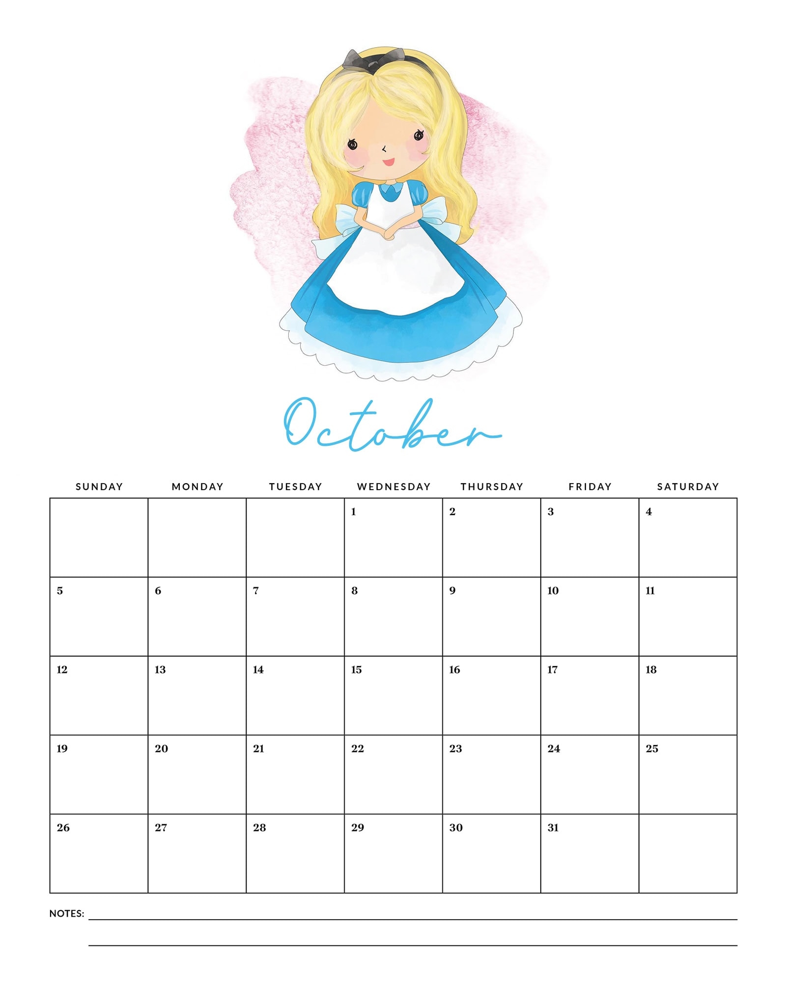 Free Printable 2025 Princess Calendar The Cottage Market