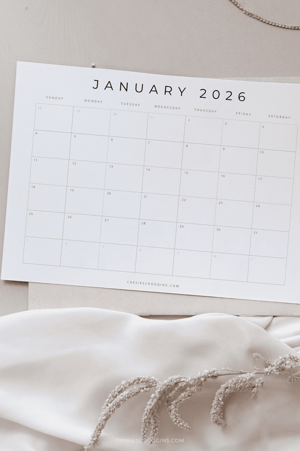 Free Printable 2026 Calendar Year