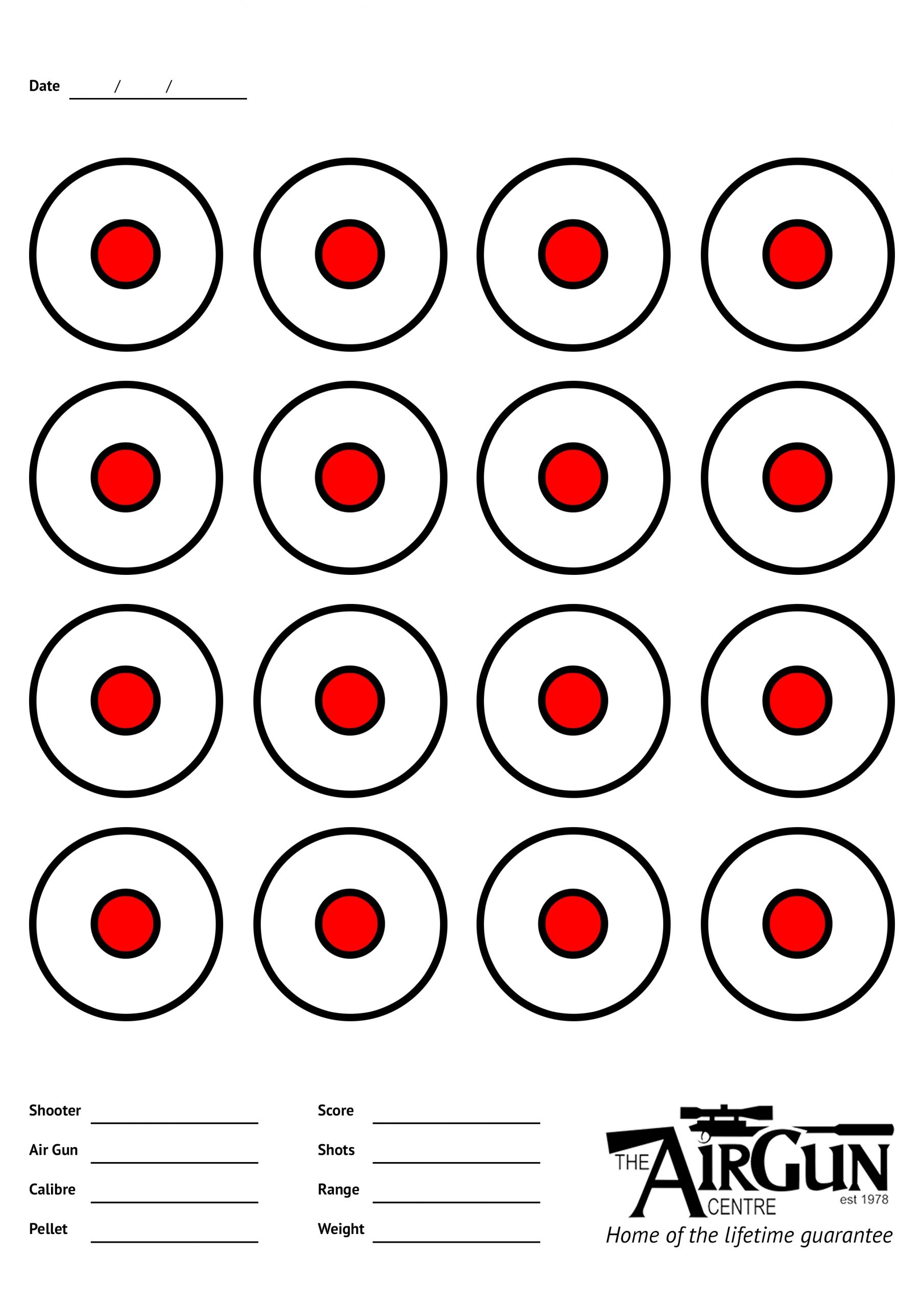 Free Printable Air Rifle Targets A4 17cm 14cm The Airgun Centre
