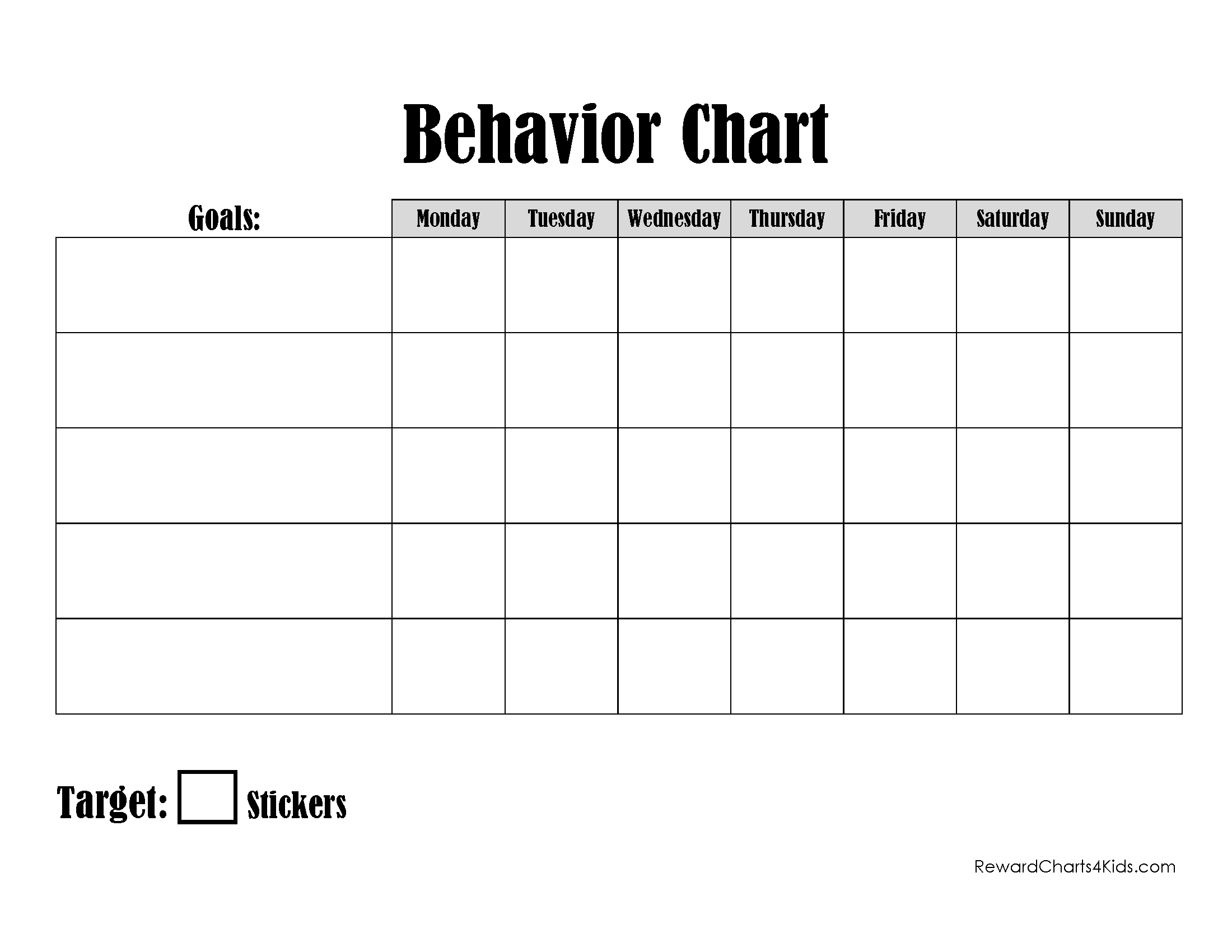 Printable Good Behavior Chart Printable Good Behavior Chart