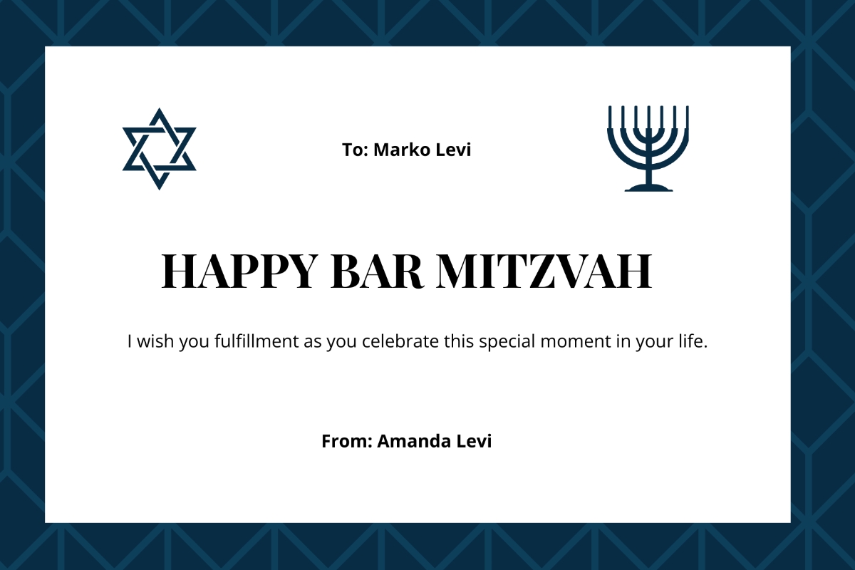 Free Printable Bar Mitzvah Card Template To Edit Online
