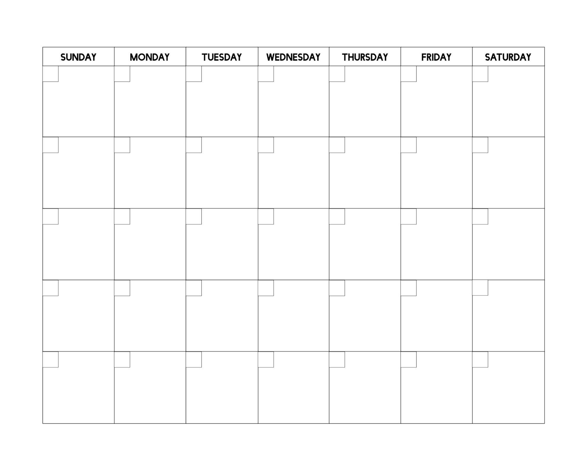 Printable Blank Calendar By Month