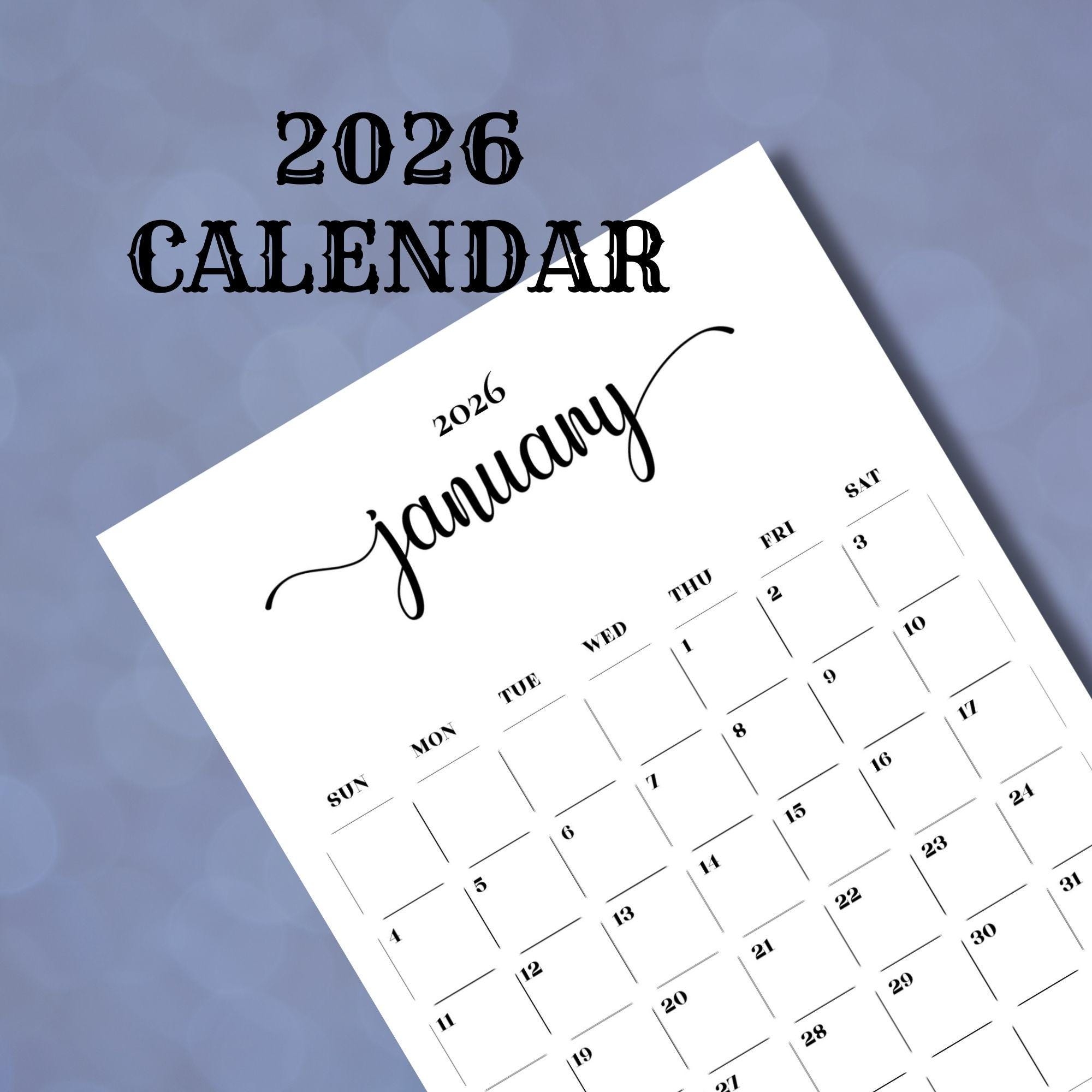 Free Printable Calendar Etsy