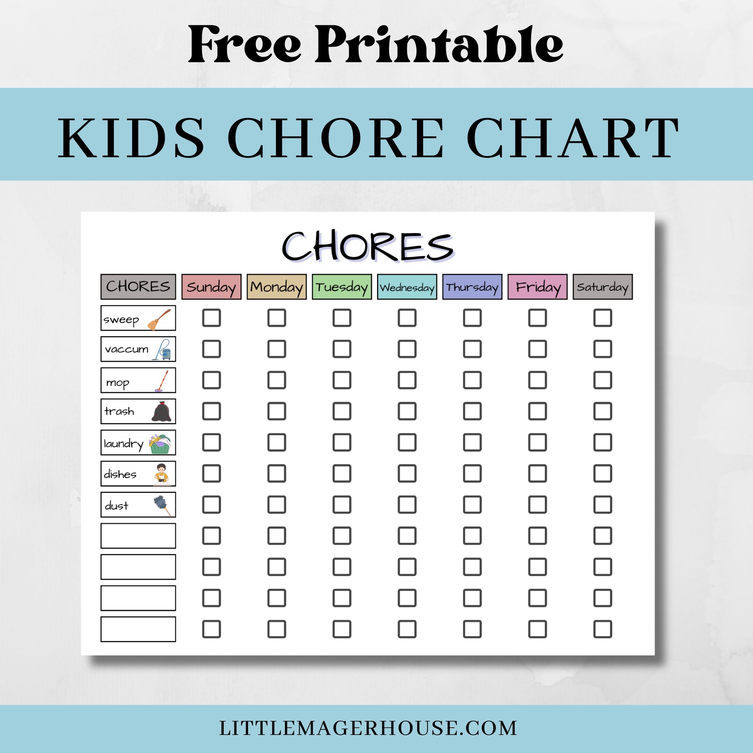 Free Chore Charts Printable Free Chore Charts Printable