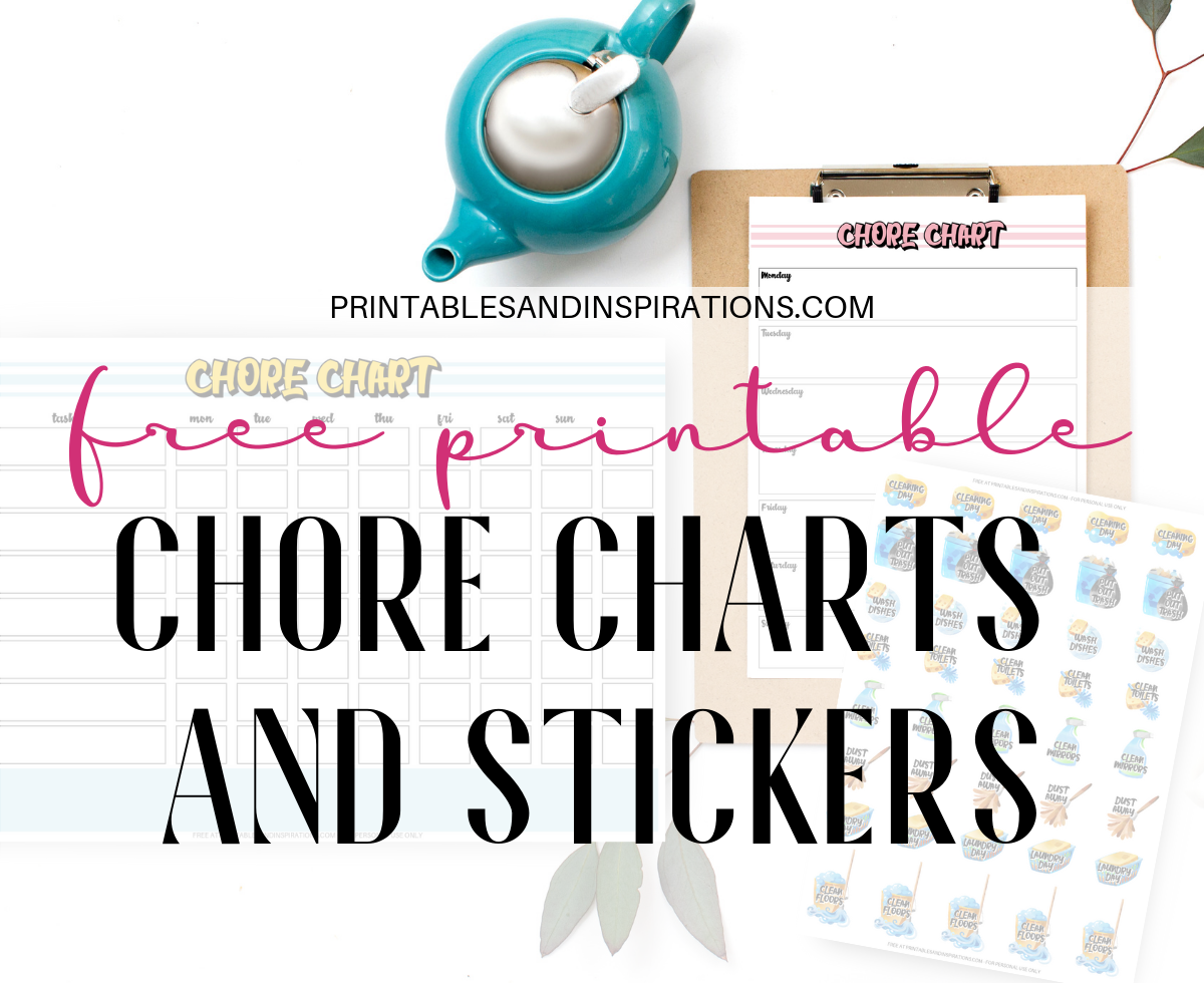 Free Printable Chore Charts And Chore Planner Stickers Printables And Inspirations Free Printable Chore Charts And Chore Planner Stickers Printables And Inspirations