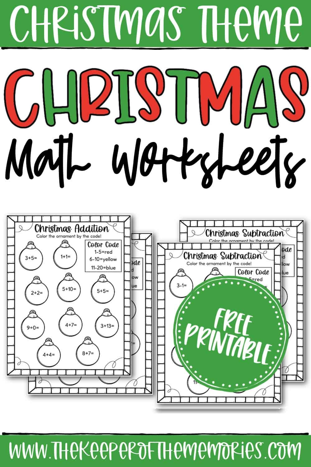 Free Printable Christmas Math Worksheets The Keeper Of The Memories