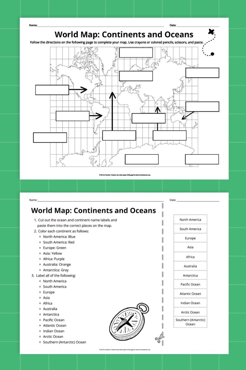 Free Printable Continents And Oceans Map Bundle