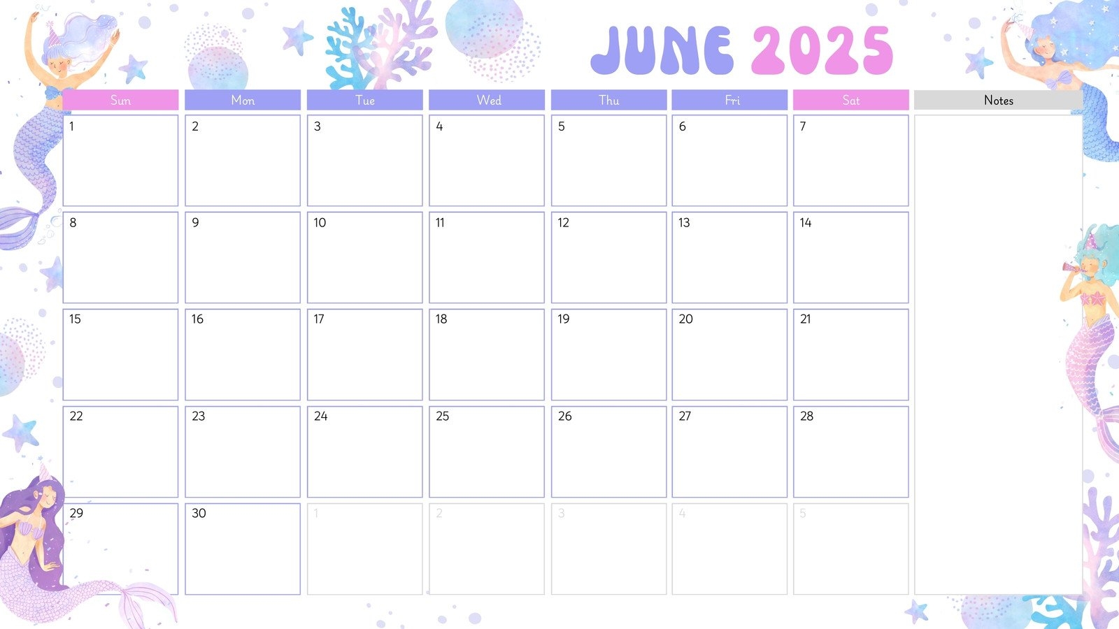 Printable Calendar June 2025 With Holidays
