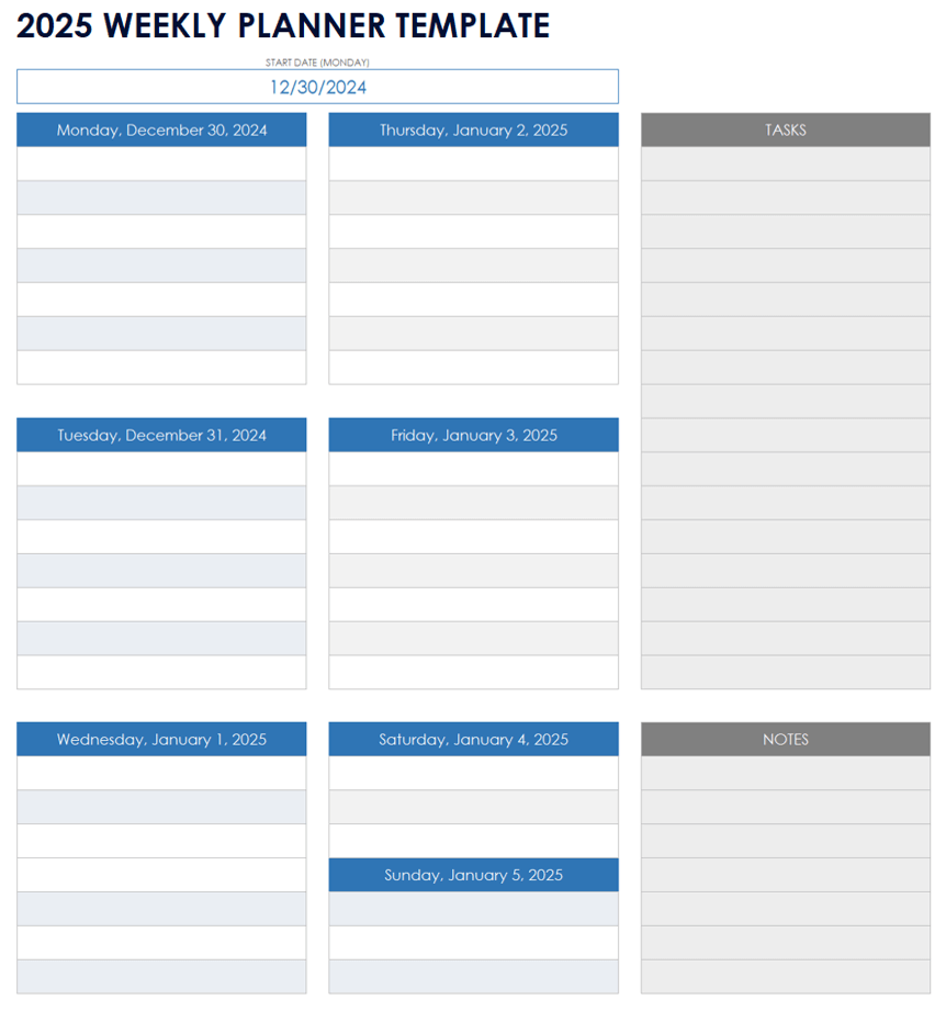 Free Printable Daily Calendar Templates Smartsheet