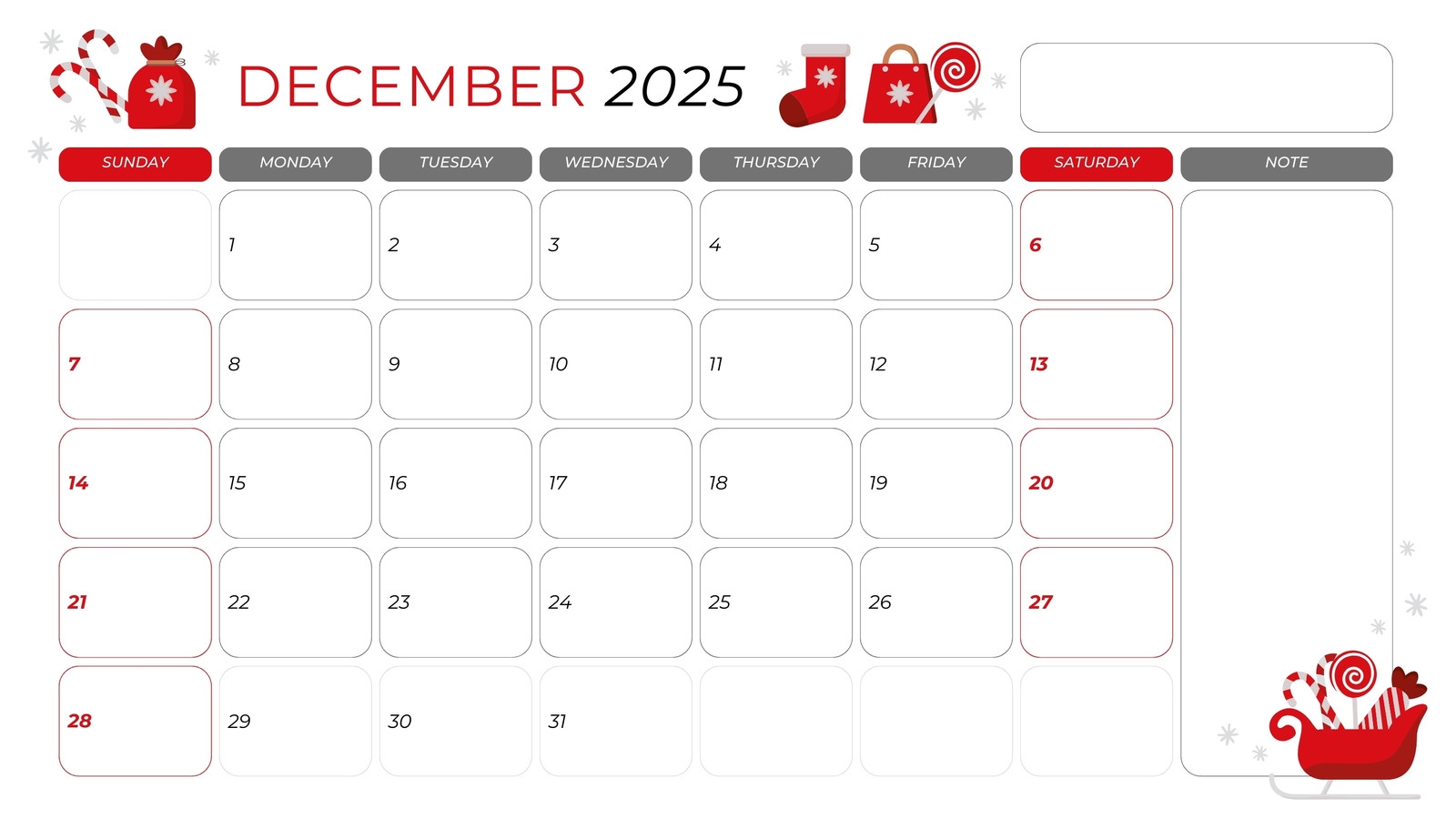 Free Printable December 2025 Calendar Templates Canva