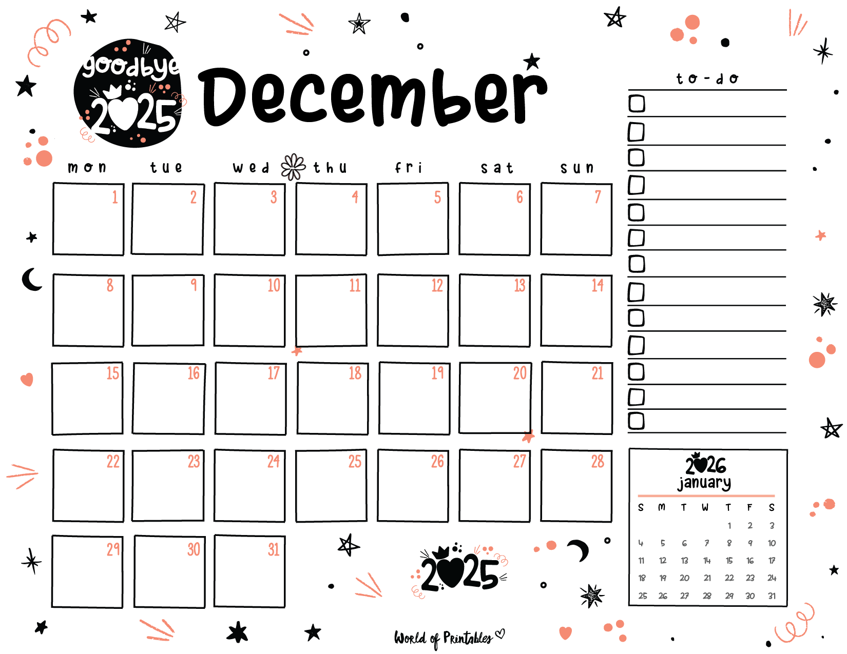 December 2025 Calendar Cute December 2025 Calendar Cute