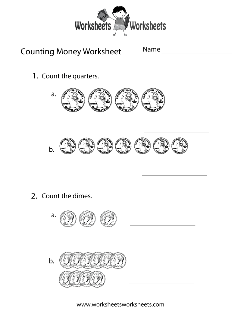 Free Printable Easy Counting Money Worksheet