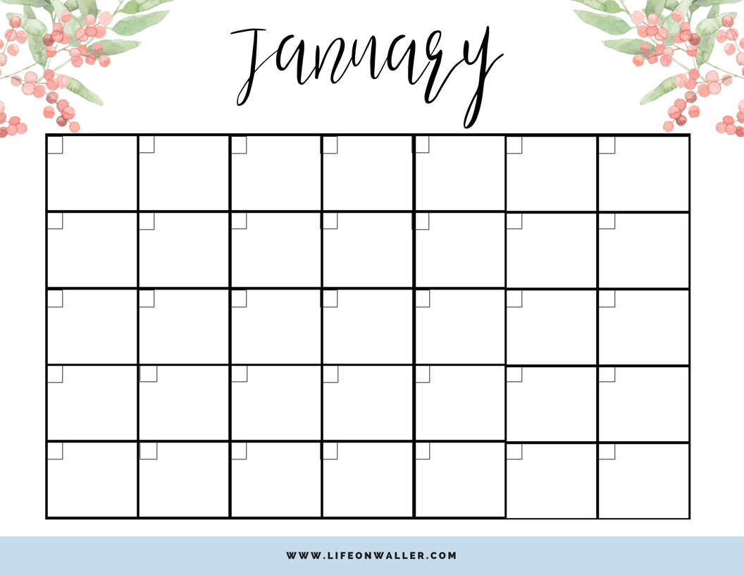 Fill In Printable Monthly Calendar