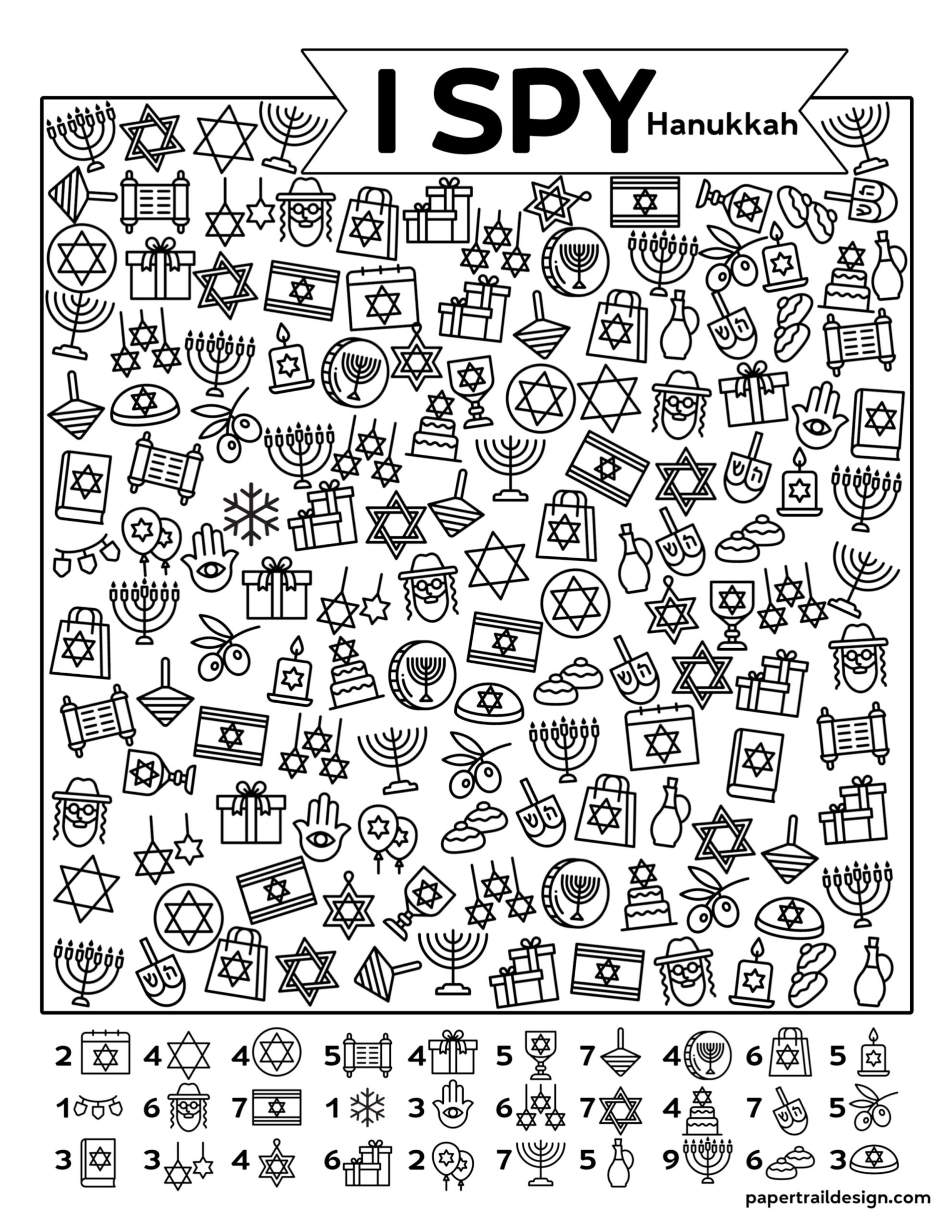 Free Printable I Spy Hanukkah Game Paper Trail Design