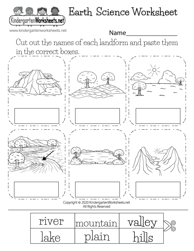 Free Printable Landforms Earth Science Worksheet