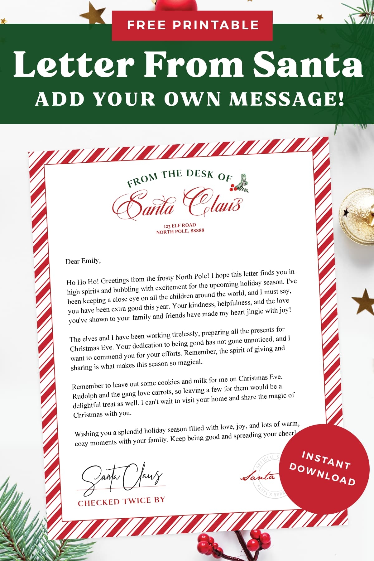 FREE Printable Letter From Santa Template Favorite Printables FREE Printable Letter From Santa Template Favorite Printables