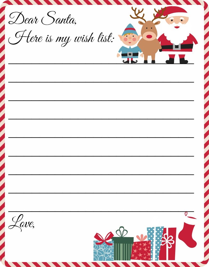 Free Printable Letter To Santa Template Cute Christmas Wish List Free Printable Letter To Santa Template Cute Christmas Wish List