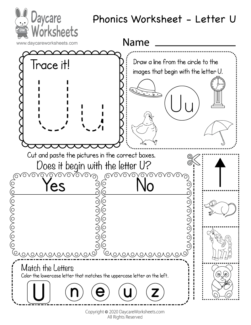 Free Printable Letter U Beginning Sounds Phonics Worksheet For Preschool Free Printable Letter U Beginning Sounds Phonics Worksheet For Preschool