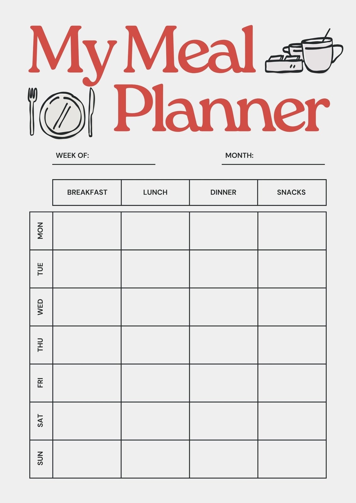 Printable Meal Planning Sheet Printable Meal Planning Sheet